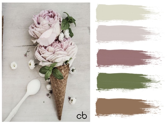 Picture,color blends, color combination,flowers in icecream cone