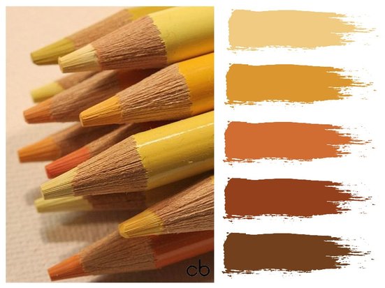 Picture,color blends, color combination, yellow, pencils